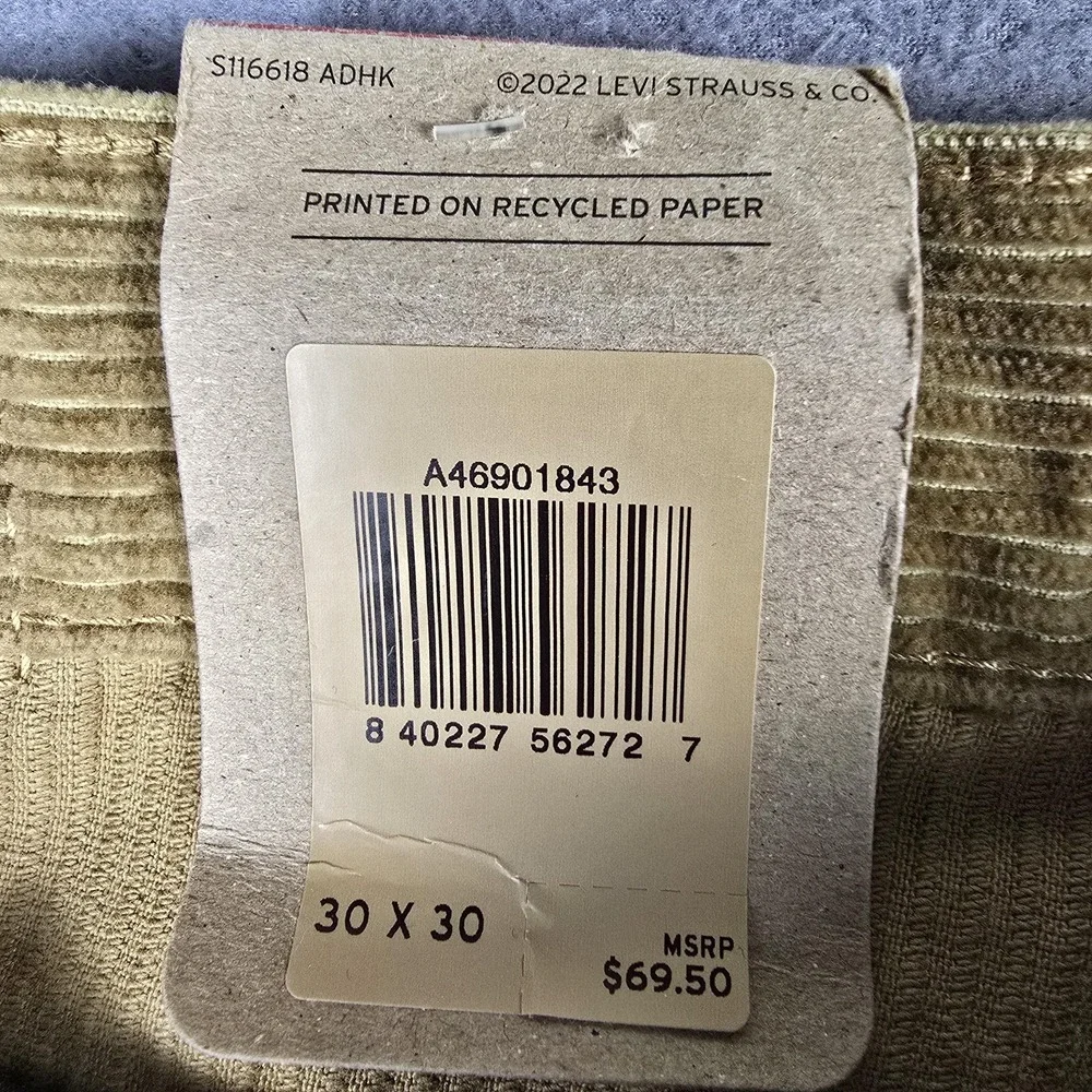 Levis Corduroy Pants Mens 30x30 Beige Straight Leg Regular‎ Fit PC9 A4690-1843